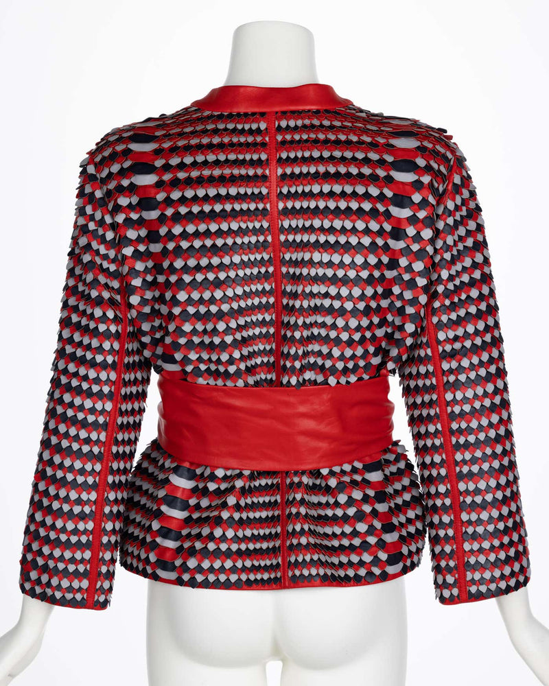 Giorgio Armani Red Leather Jacket & Belt