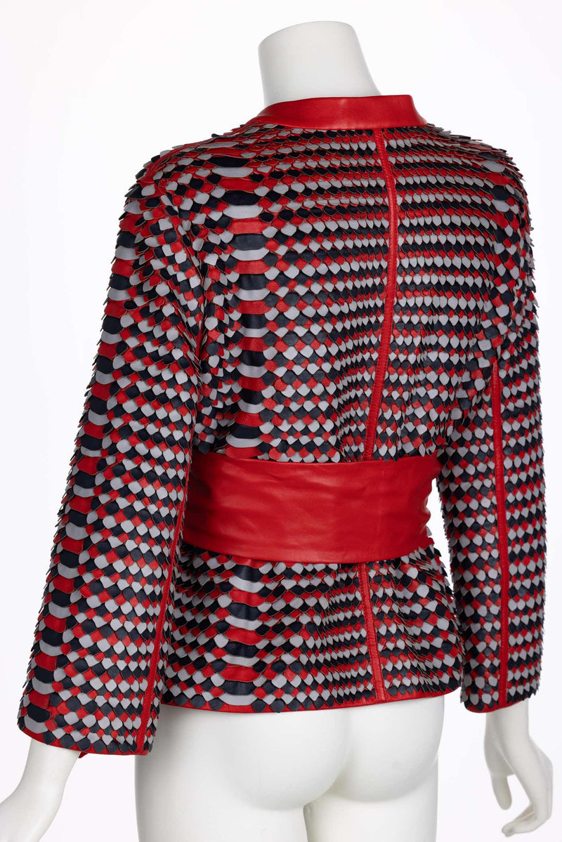 Giorgio Armani Red Leather Jacket & Belt