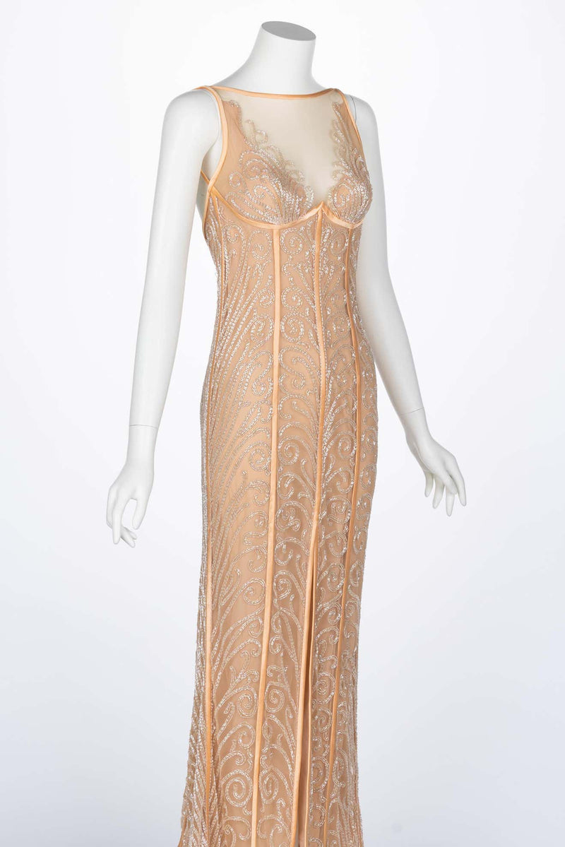 Bob Mackie Extraordinary 1990s Art Deco Beaded Gown