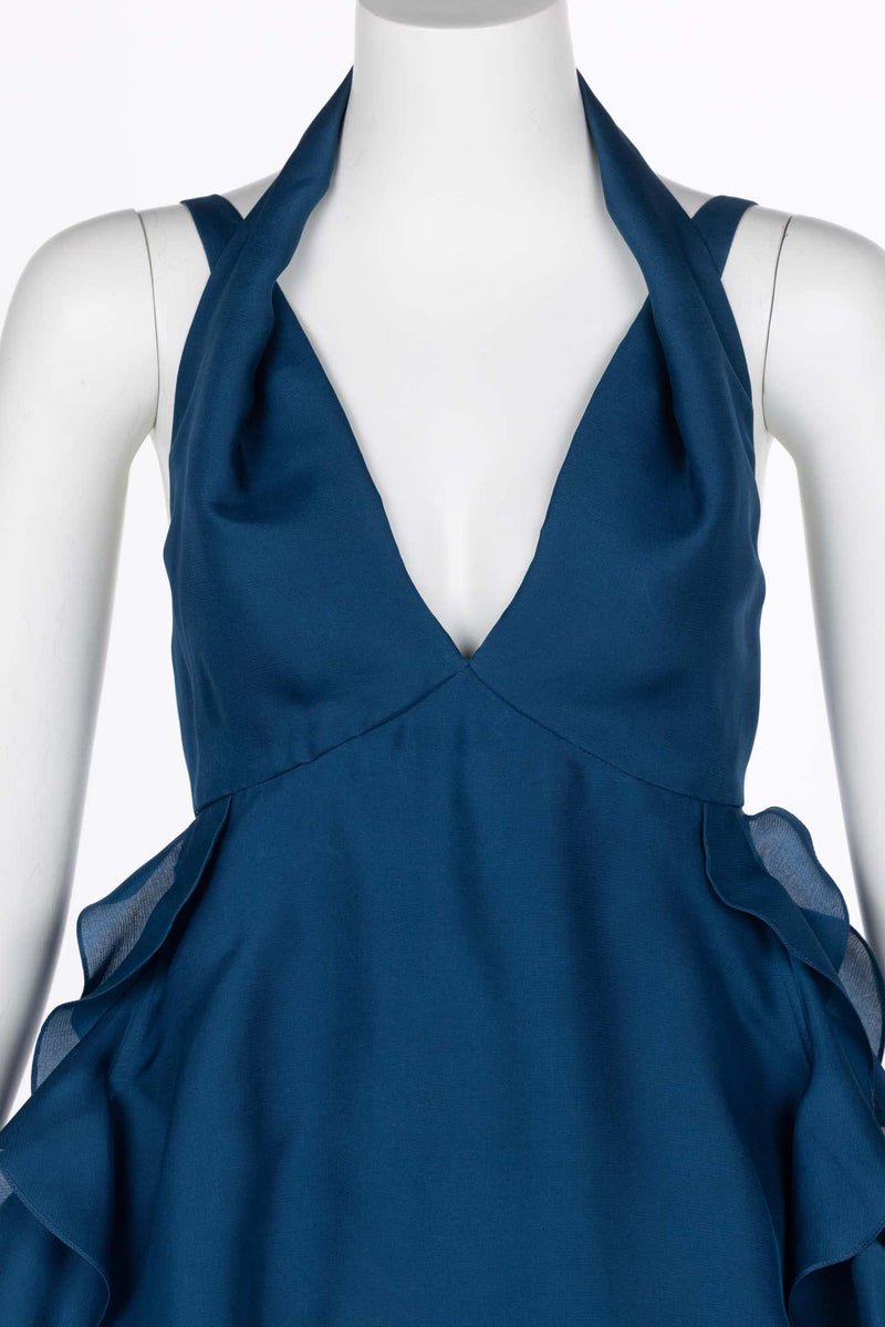 Yves Saint Laurent Blue Silk Organza Spring 2012 Runway Dress
