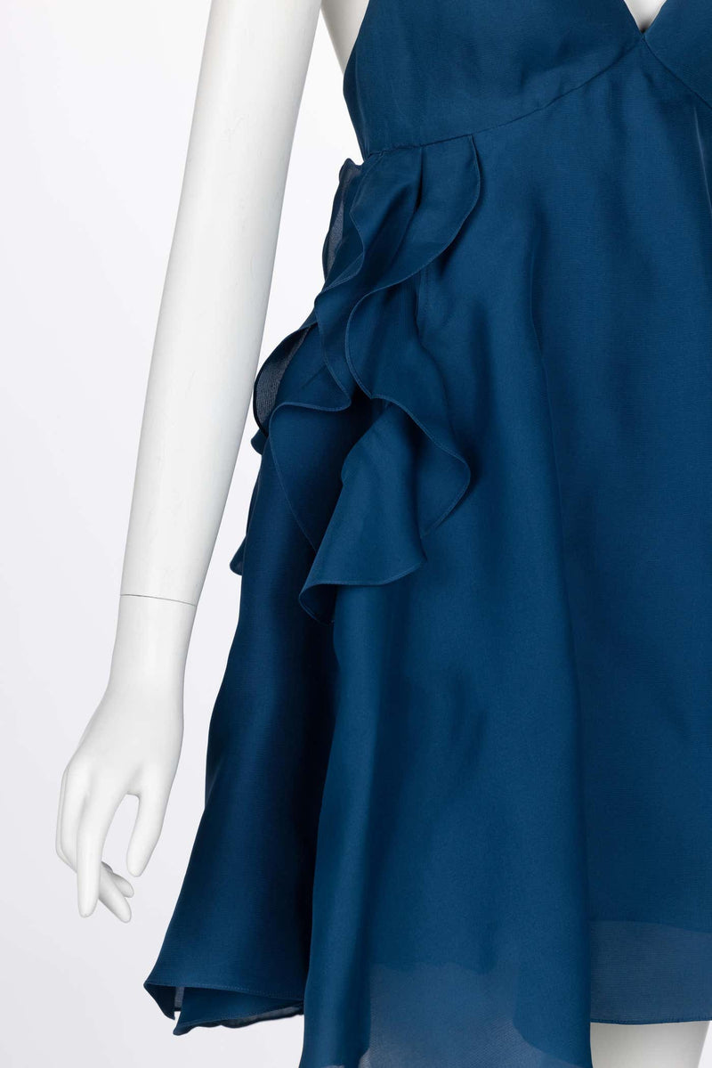 Yves Saint Laurent Blue Silk Organza Spring 2012 Runway Dress