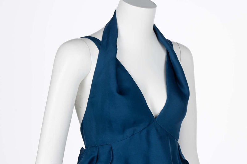 Yves Saint Laurent Blue Silk Organza Spring 2012 Runway Dress