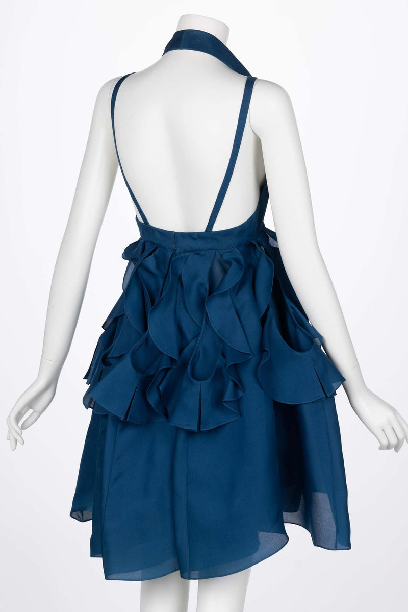 Yves Saint Laurent Blue Silk Organza Spring 2012 Runway Dress