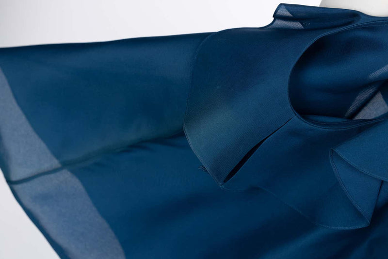 Yves Saint Laurent Blue Silk Organza Spring 2012 Runway Dress