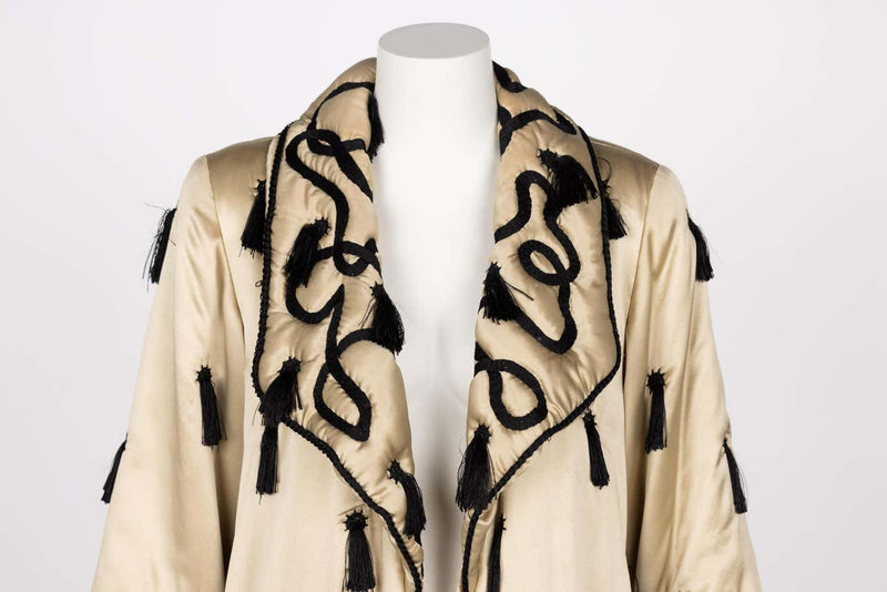 Bruce Oldfield Couture Champagne Silk Tassel Evening Coat