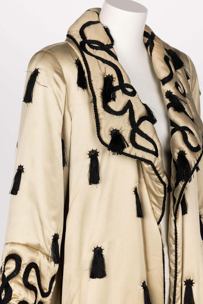 Bruce Oldfield Couture Champagne Silk Tassel Evening Coat