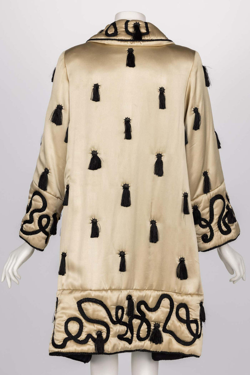Bruce Oldfield Couture Champagne Silk Tassel Evening Coat