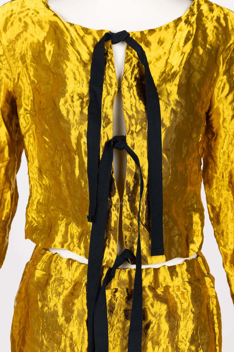 Prada Gold Metal Jacket Top & Skirt Set Spring 2009
