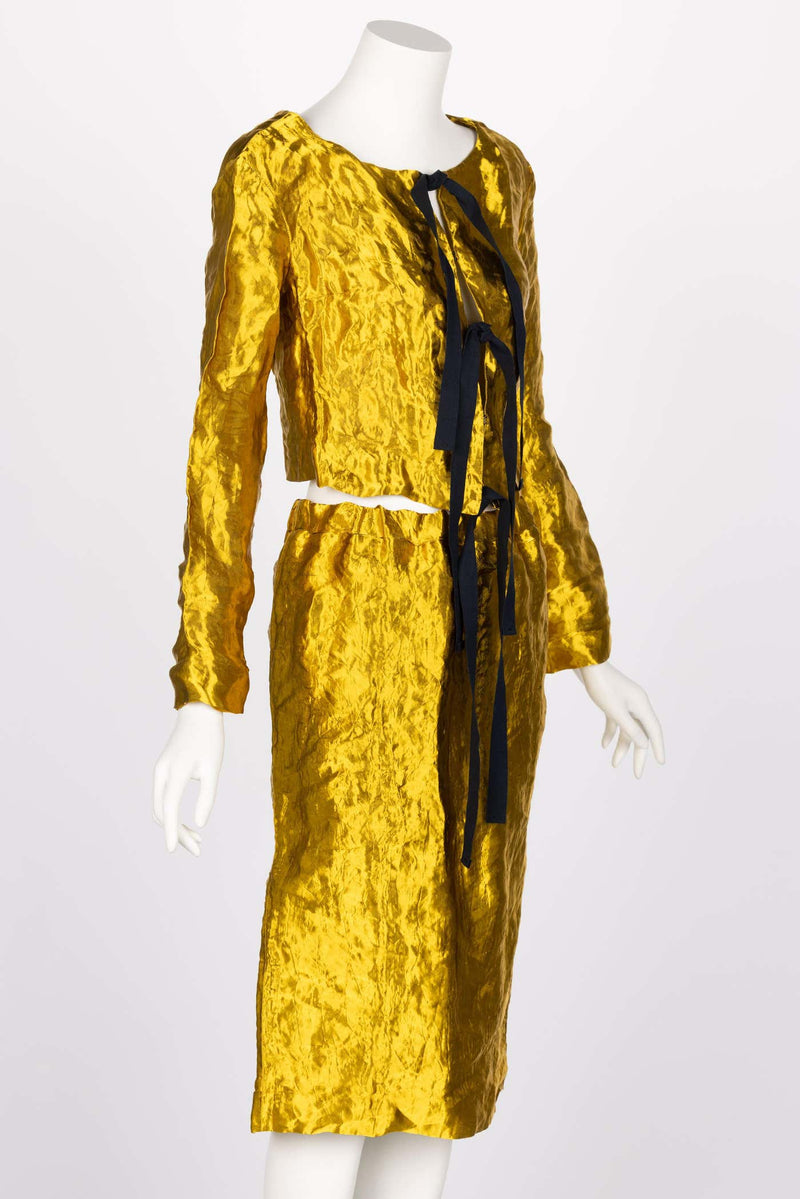 Prada Gold Metal Jacket Top & Skirt Set Spring 2009
