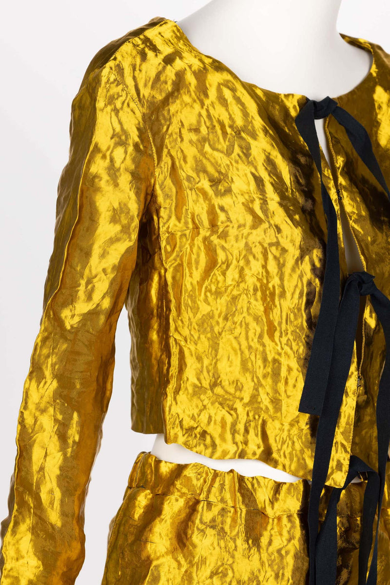 Prada Gold Metal Jacket Top & Skirt Set Spring 2009