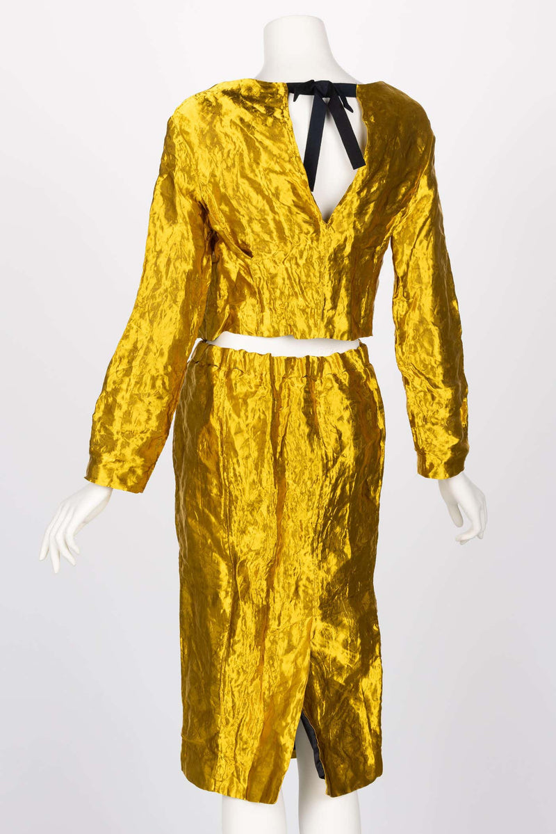 Prada Gold Metal Jacket Top & Skirt Set Spring 2009
