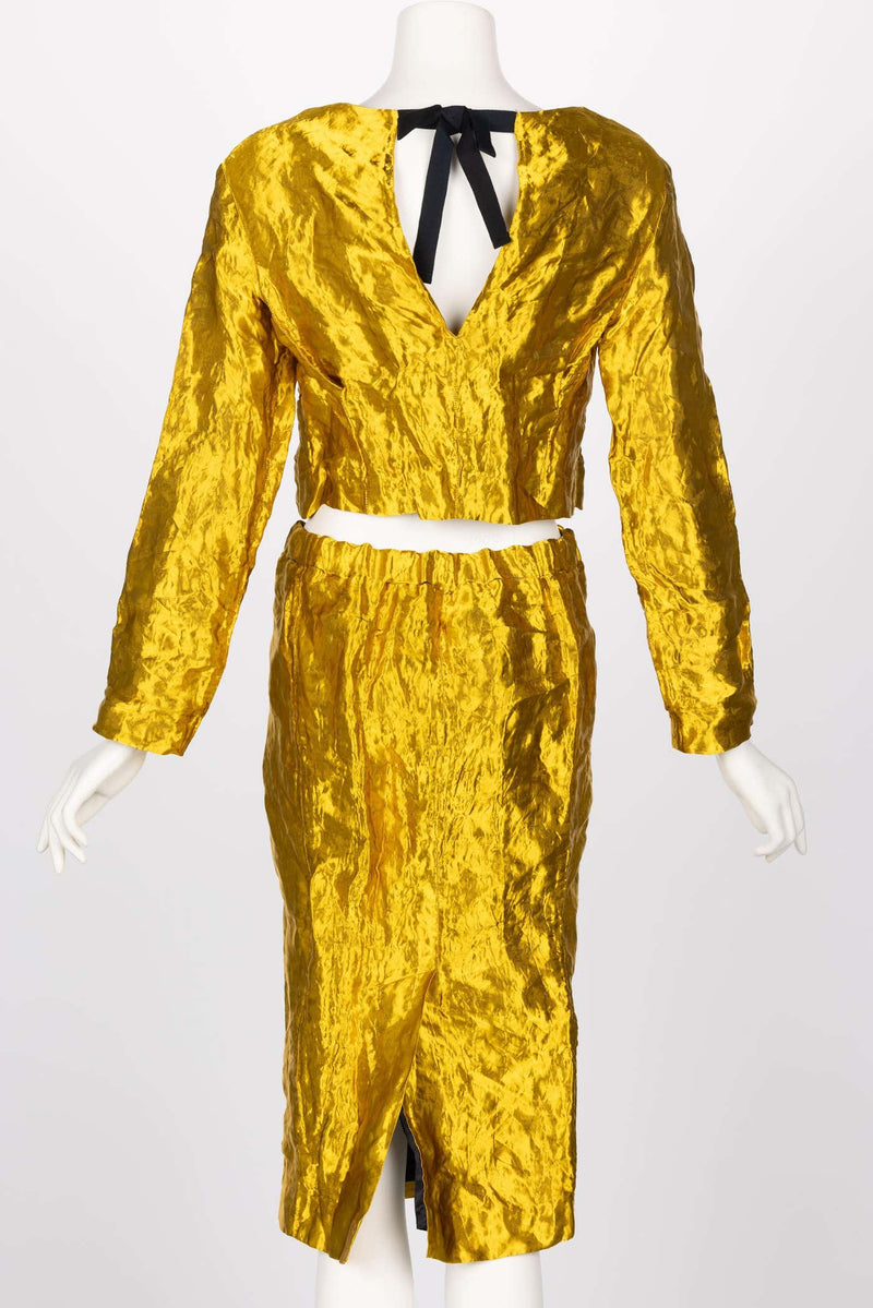 Prada Gold Metal Jacket Top & Skirt Set Spring 2009