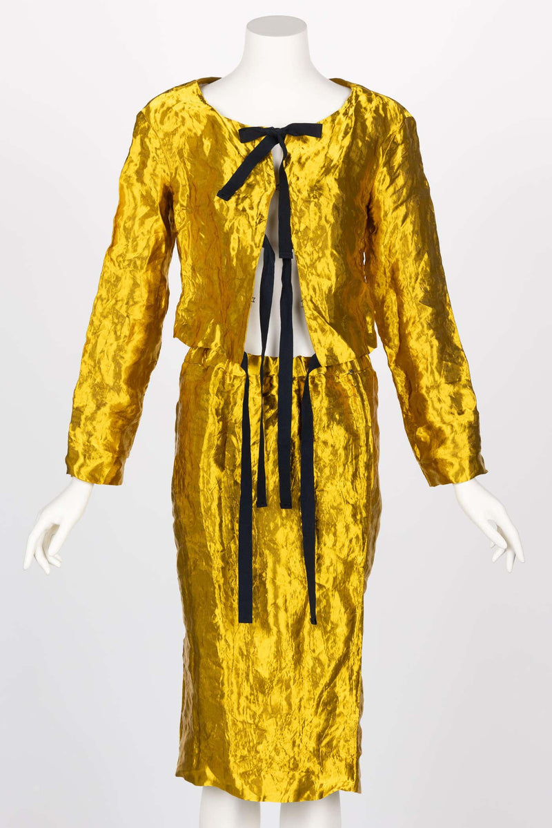 Prada Gold Metal Jacket Top & Skirt Set Spring 2009