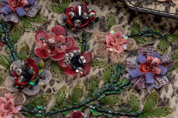 Andrew GN Embellished Floral Chain Top Handle Bag New Tags