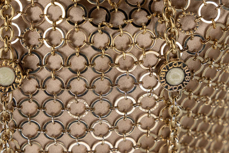Bvlgari Gold Metal Mesh Long Chain Bag