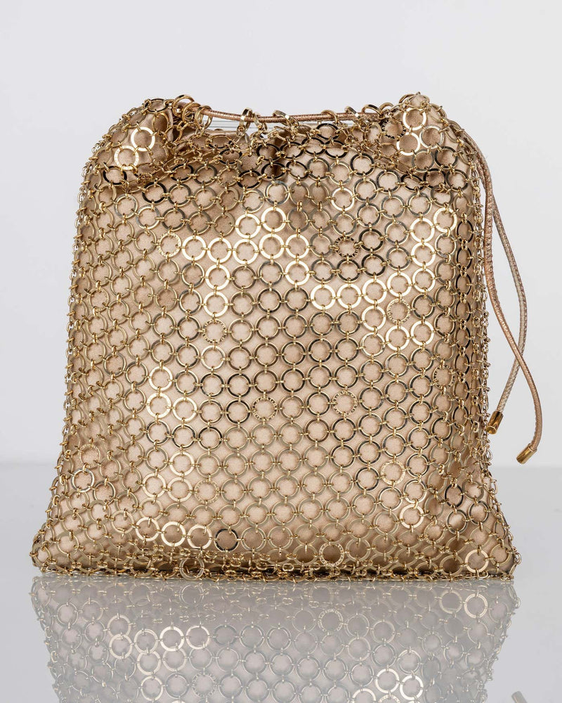 Bvlgari Gold Metal Mesh Long Chain Bag