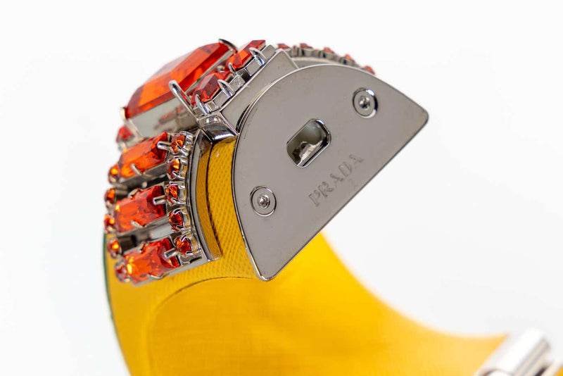 Prada Crystal Saffiano Leather Cuff Bracelet Spring 2014