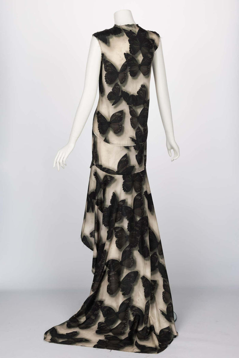 Lanvin Alber Elbaz F/W 2013 Silk Butterfly Print Fishtail Dress