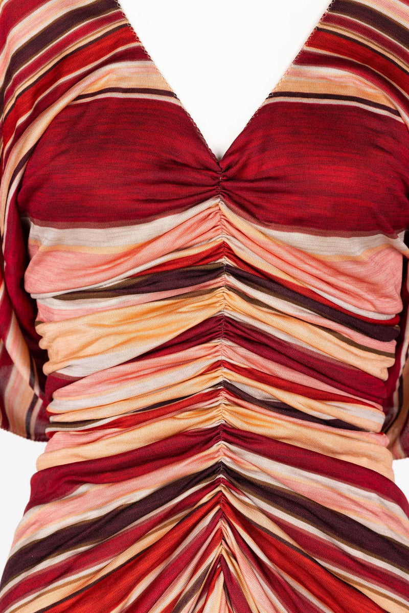 Marc Jacobs Spring 2011 Red & Pink Striped Silk Dress
