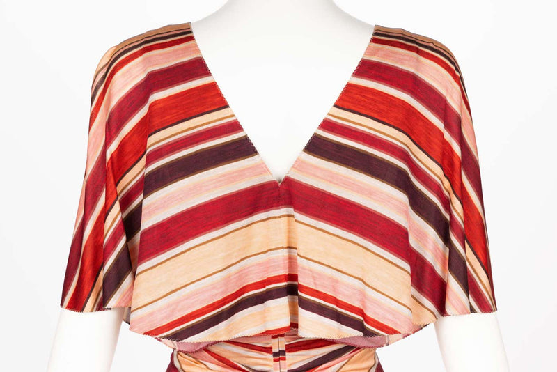 marc jacobs striped silk dress Vintage Marc Jacobs Runway Photographic Stripe Midi Dress 4 Y2K Floral Leopard
