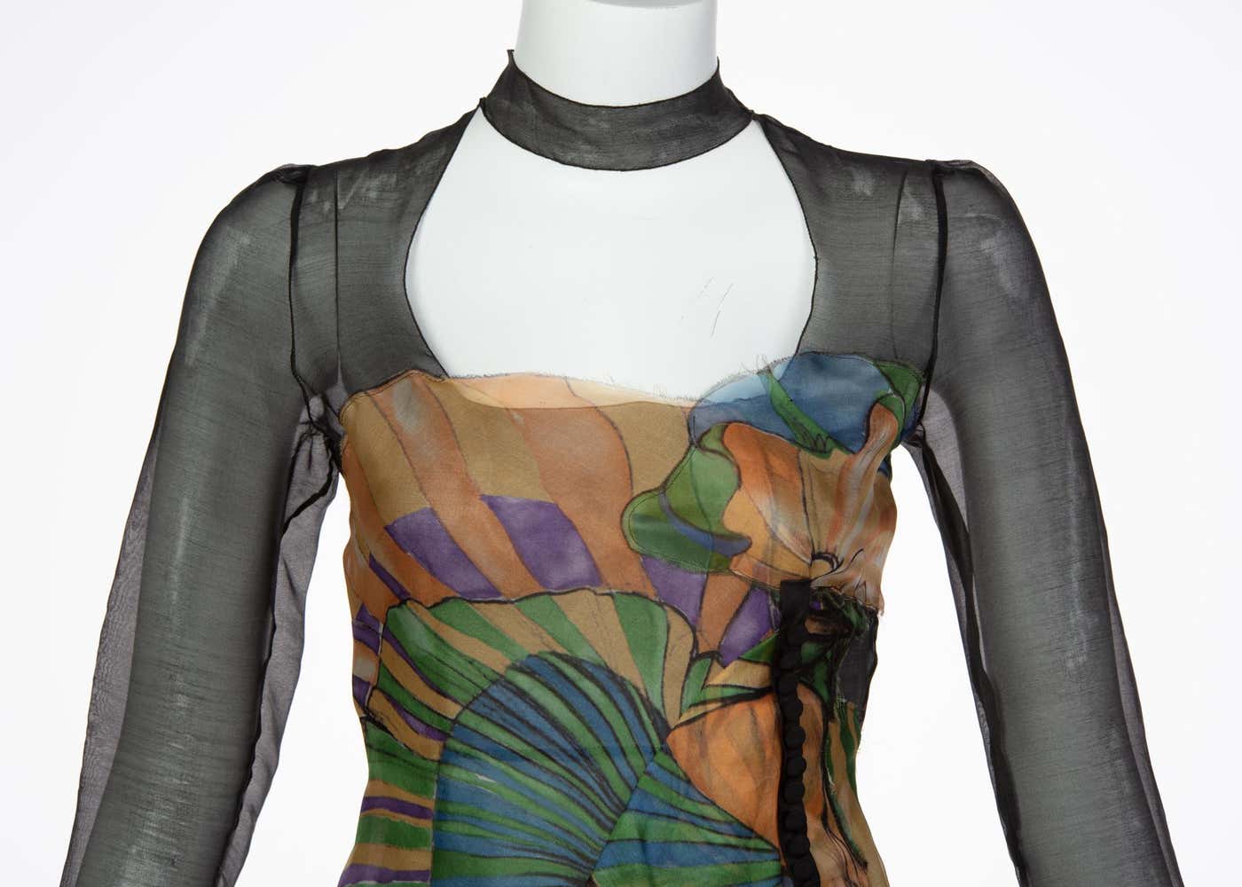 Prada Fairy Runway Black Printed Silk Dress Runway Spring 2008 – Basha Gold