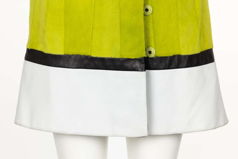 J. Mendel Chartreuse Green Fur & Leather Coat