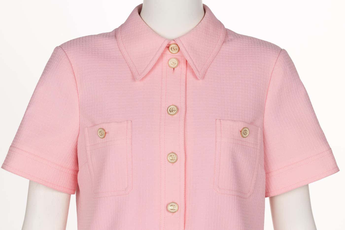gucci pink mini dress Gucci Pink Textured Chain Trim Mini Dress New w/ Tags – Basha Gold