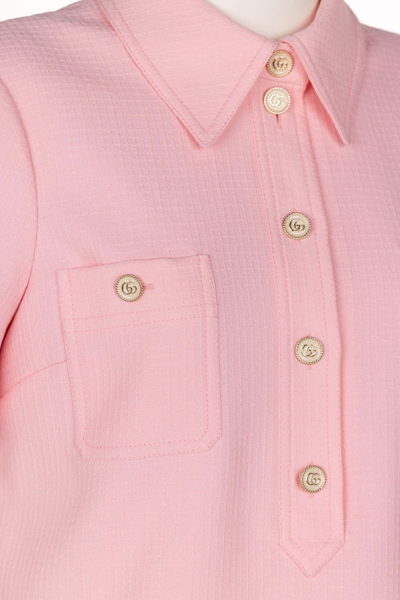 gucci pink mini dress Gucci Pink Textured Chain Trim Mini Dress New w/ Tags – Basha Gold