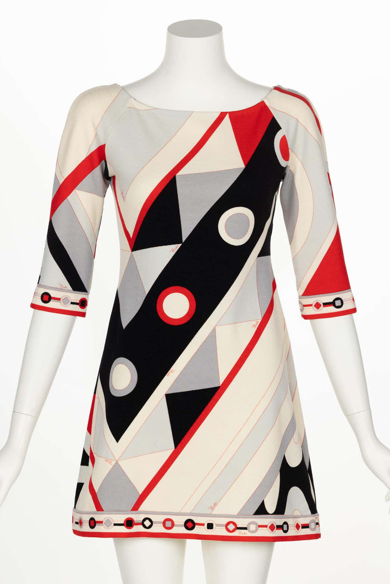 Vintage Pucci Wool Geometric Print Mini Dress
