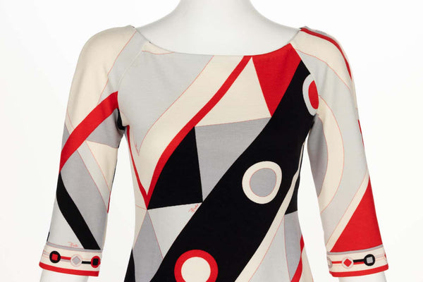Vintage Pucci Wool Geometric Print Mini Dress