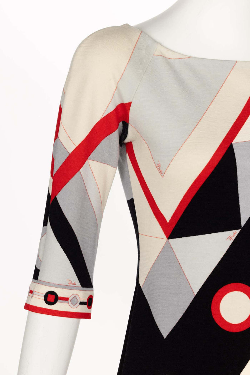 Vintage Pucci Wool Geometric Print Mini Dress