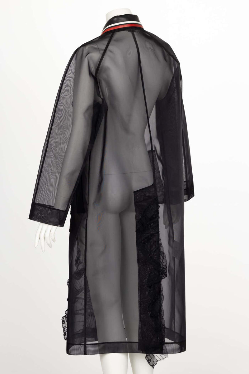 Miu Miu Spring 2016 Black Organza Sequin Leather Collar Coat New Tags