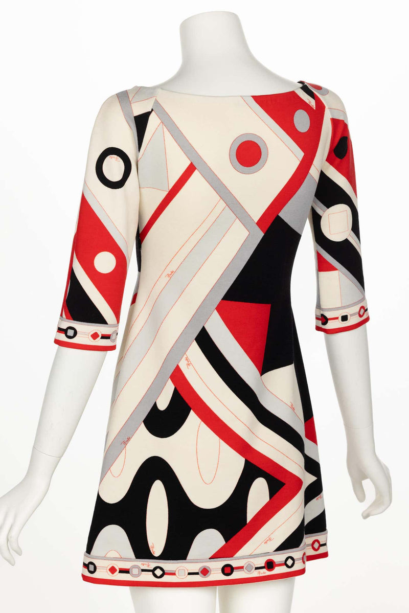 Vintage Pucci Wool Geometric Print Mini Dress