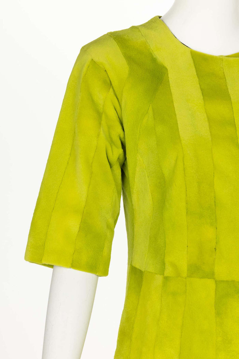 J. Mendel Chartreuse Green Fur & Leather Coat