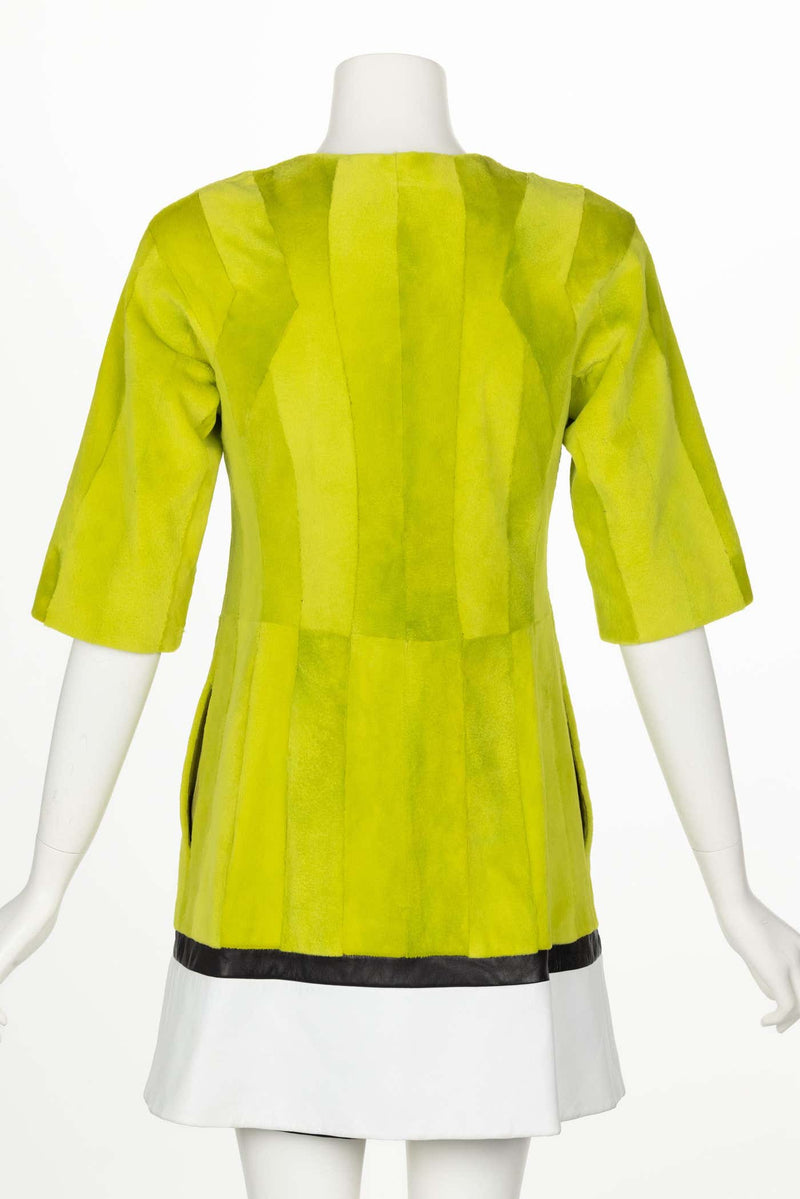 J. Mendel Chartreuse Green Fur & Leather Coat