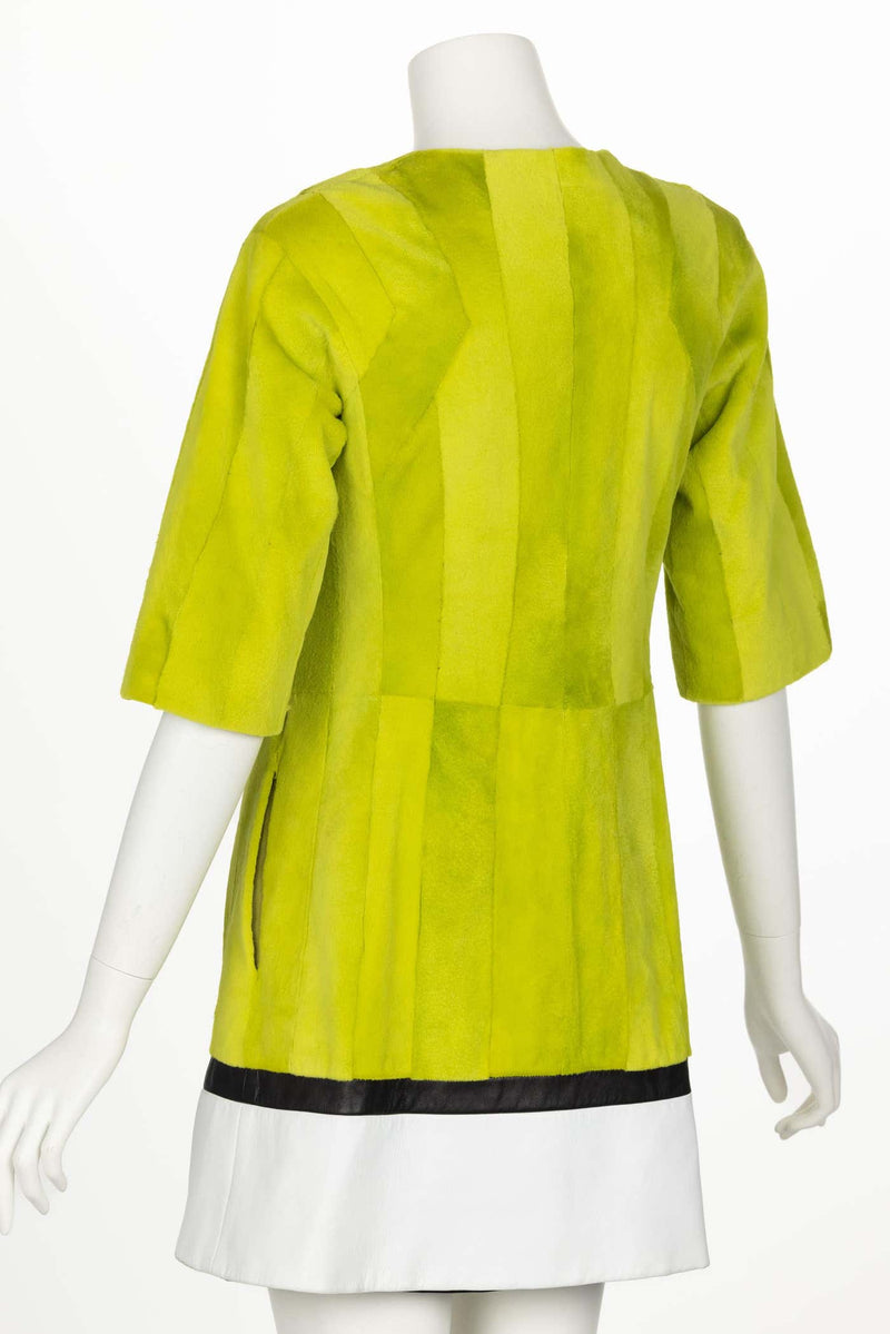 J. Mendel Chartreuse Green Fur & Leather Coat