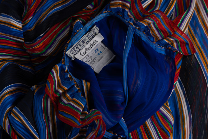 Givenchy by Hubert de Givenchy  1970s  Rainbow Stripe Silk Maxi Dress & Shawl