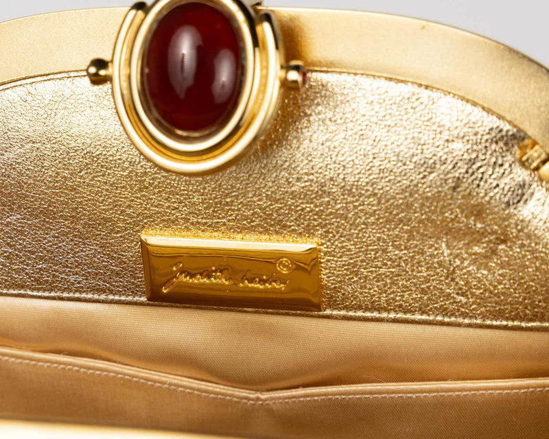 Vintage Judith Leiber Red & Gold Obi Silk Convertible Clutch Bag
