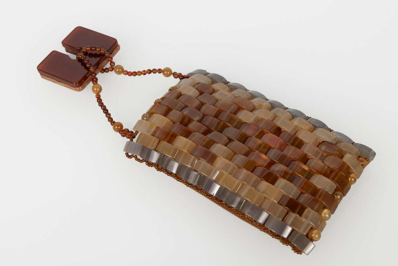 1990s Giorgio Armani Agate Beaded Mosaic Evening Bag Vintage Italian Couture