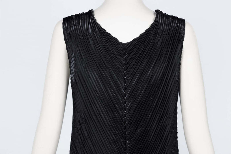 Vintage Issey Miyake Sculptural Black Pleats Maxi Dress Gown