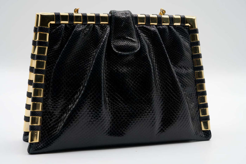 Vintage Judith Black Karung Gold Chain Bag
