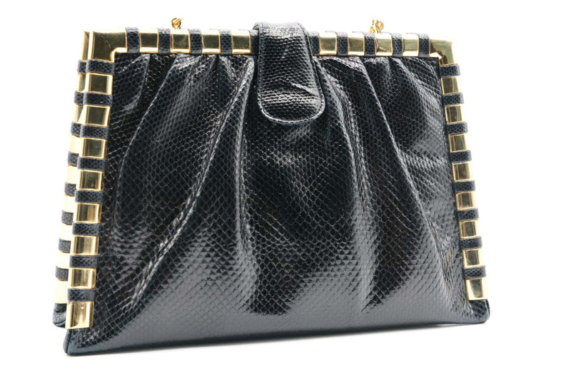 Vintage Judith Black Karung Gold Chain Bag