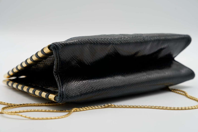 Vintage Judith Black Karung Gold Chain Bag