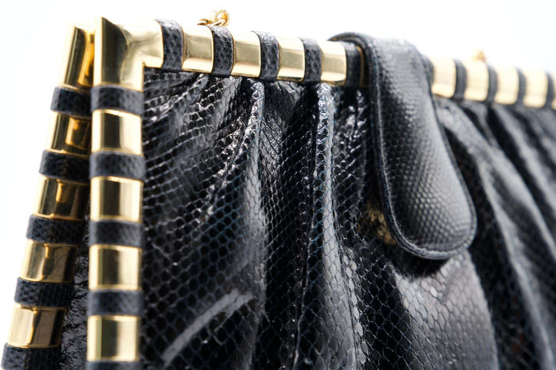 Vintage Judith Black Karung Gold Chain Bag