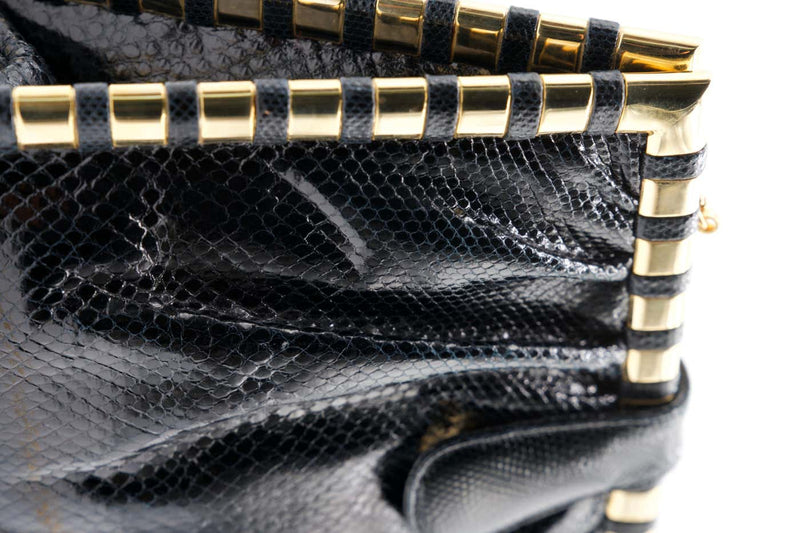 Vintage Judith Black Karung Gold Chain Bag