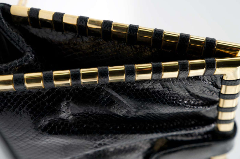 Vintage Judith Black Karung Gold Chain Bag