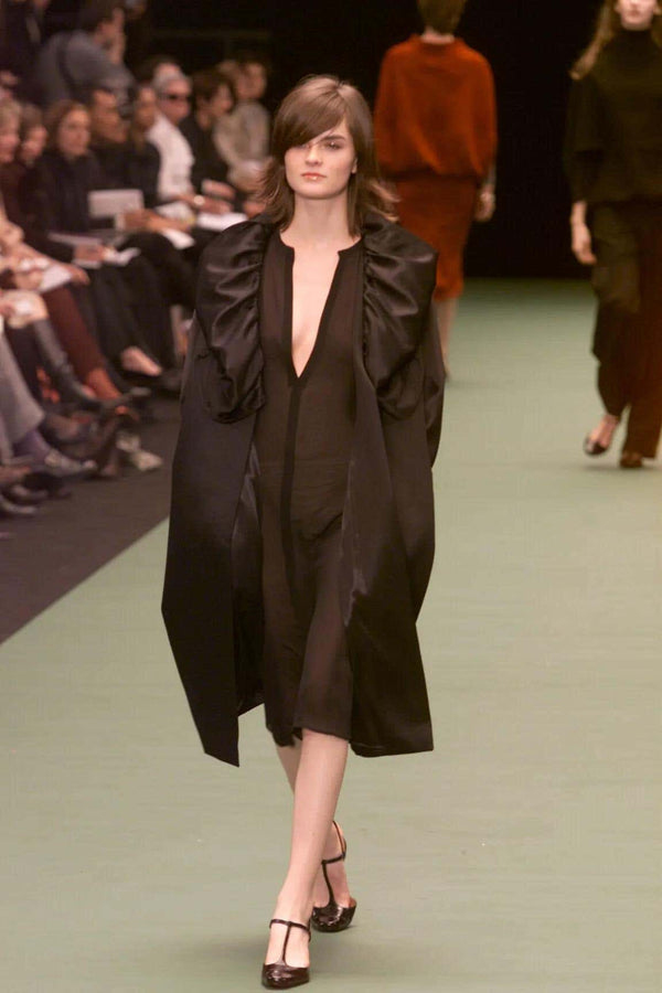 Dries Van Noten Black Silk Wool Coat Fall 2000 Runway