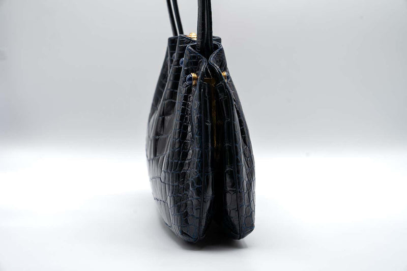 Vintage Judith Leiber Midnight Blue Alligator & Lapis Lazuli Bag