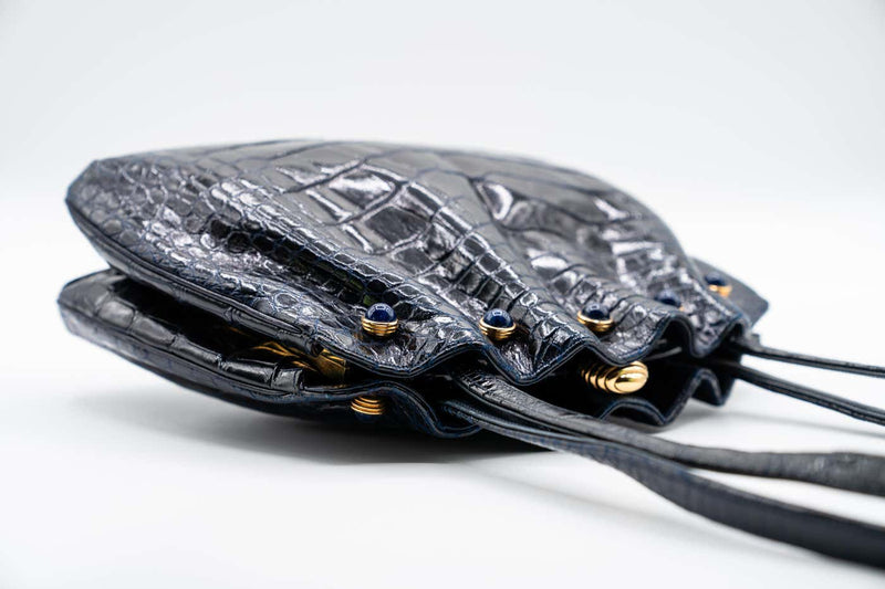 Vintage Judith Leiber Midnight Blue Alligator & Lapis Lazuli Bag