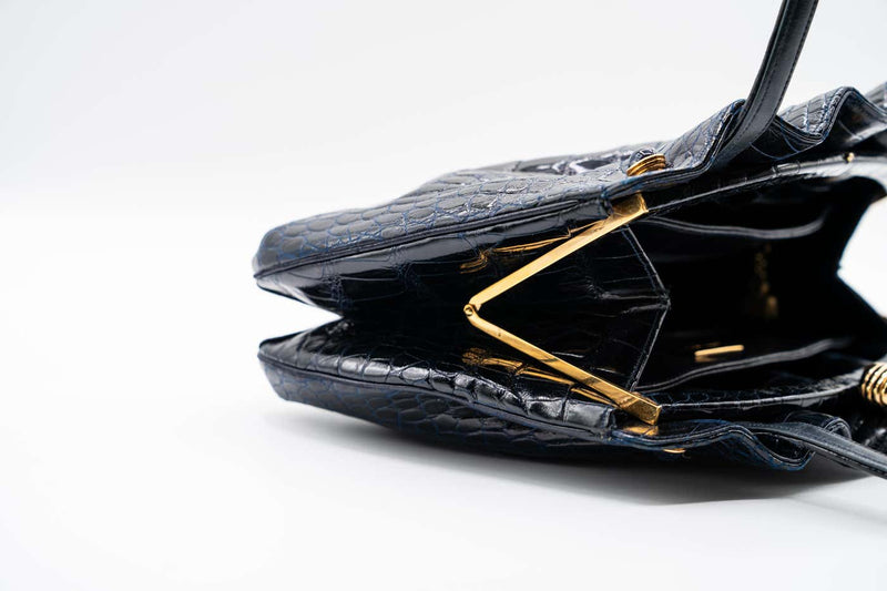 Vintage Judith Leiber Midnight Blue Alligator & Lapis Lazuli Bag